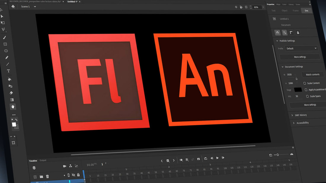 adobe flash and adobe animate on a graphics tablet screen