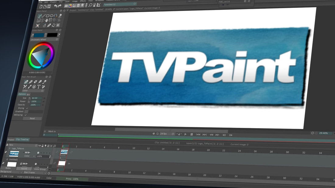 tvpaint on a graphics tablet screen